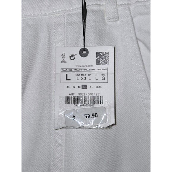 ZARA The Cargo White Denim Maxi  Front Slit Skirt NWT Light Academia Preppy Core - Picture 3 of 7